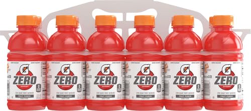 Gatorade Zero Sugar label close-up highlighting electrolytes for hydration.