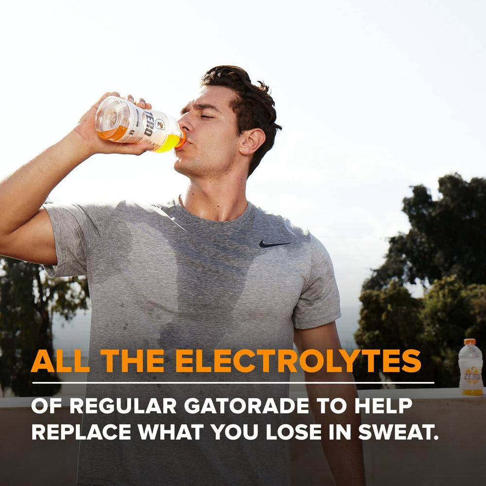 Gatorade Zero Sugar Glacier Cherry glass with ice implies cool, refreshing drink.
