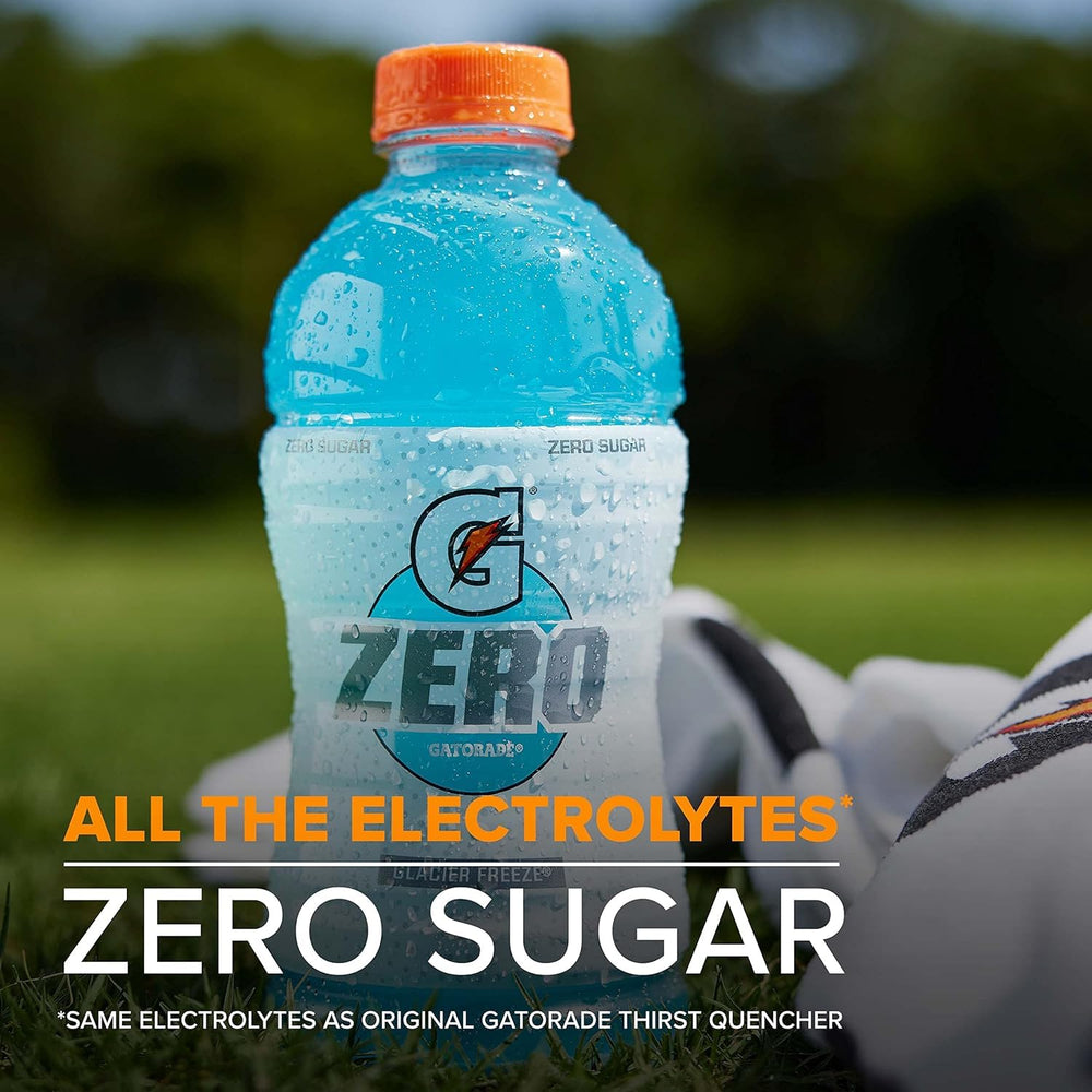 Gatorade Zero Sugar Grape 8-pack stacked for training days.