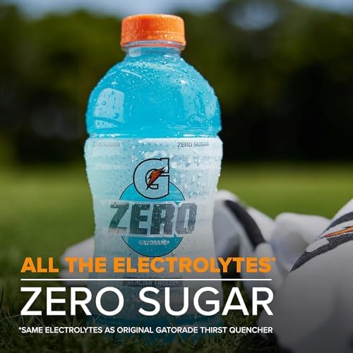 Close-up of Gatorade Zero Sugar Lemon-Lime label highlighting no sugar