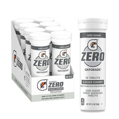 Gatorade Zero Glacier Cherry tablets tubes for on-the-go hydration.