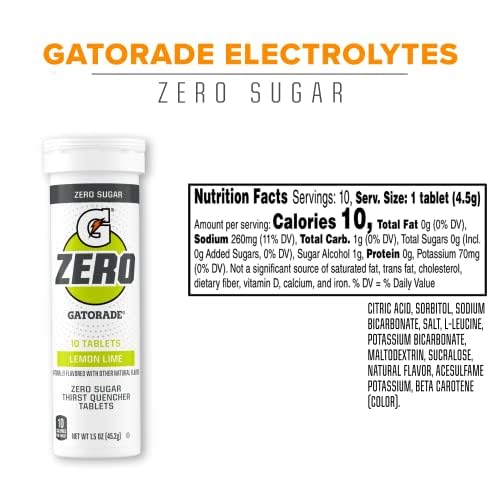 Gatorade Zero Lemon-Lime tablet close-up ready to mix.