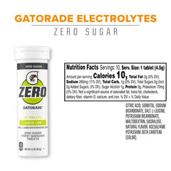 Gatorade Zero Lemon-Lime tablet close-up ready to mix.