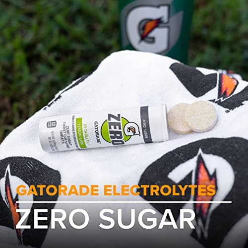 Gatorade Zero Lemon-Lime tablet dissolving in water.