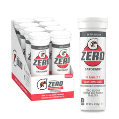 Gatorade Zero Watermelon tablets dissolving in water for quick hydration during workouts.