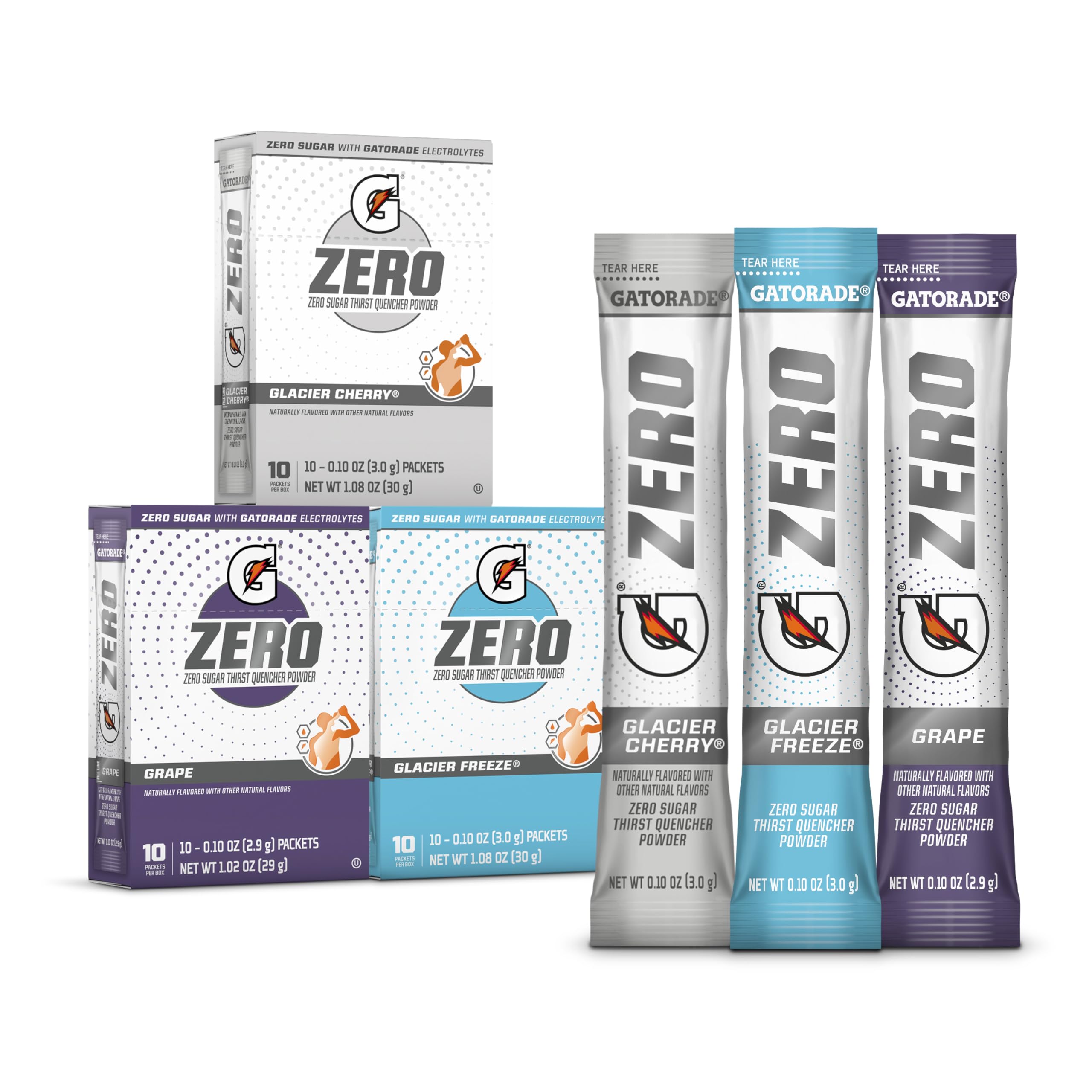 Gatorade Zero variety pack packaging for on-the-go hydration options.
