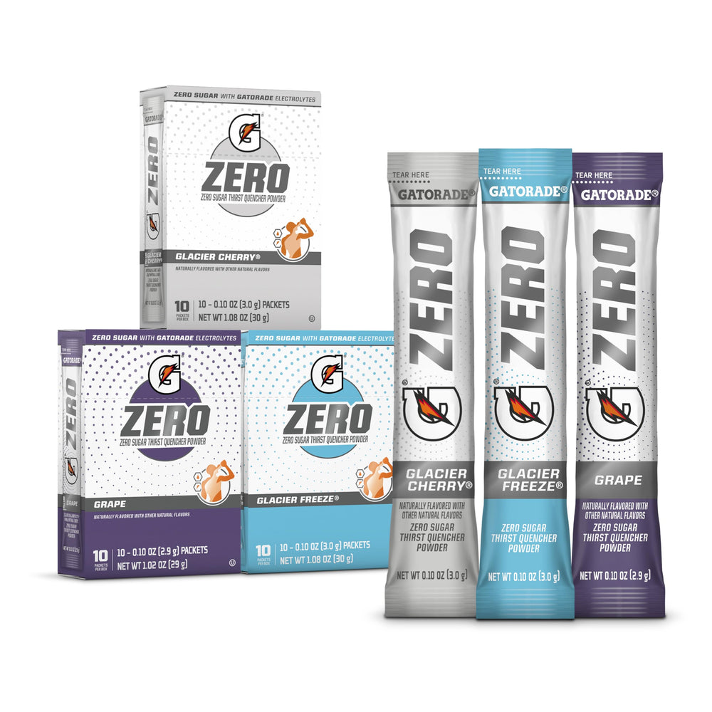 Gatorade Zero variety pack packaging for on-the-go hydration options.