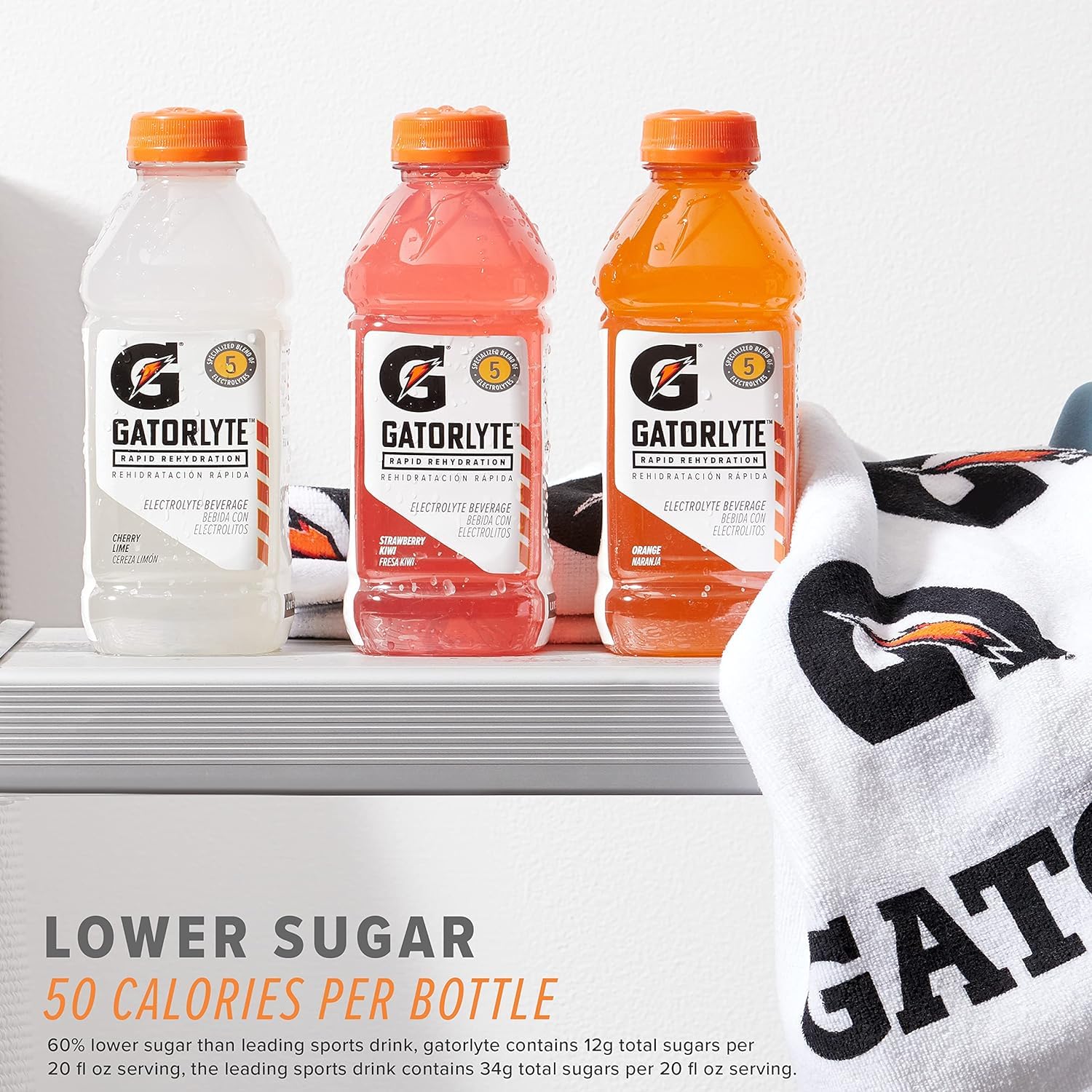 Gatorlyte nutrition panel close-up shows electrolytes and sugars