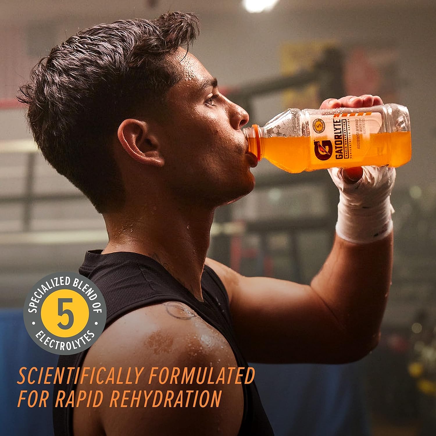 Gatorlyte Orange bottle for quick electrolyte replenishment
