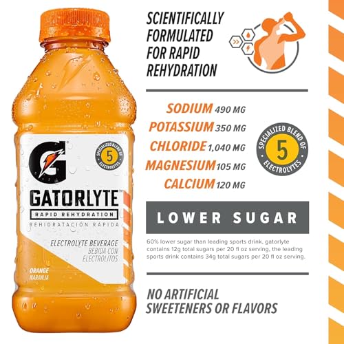 Gatorlyte label notes 12 g sugar per 20 oz serving.