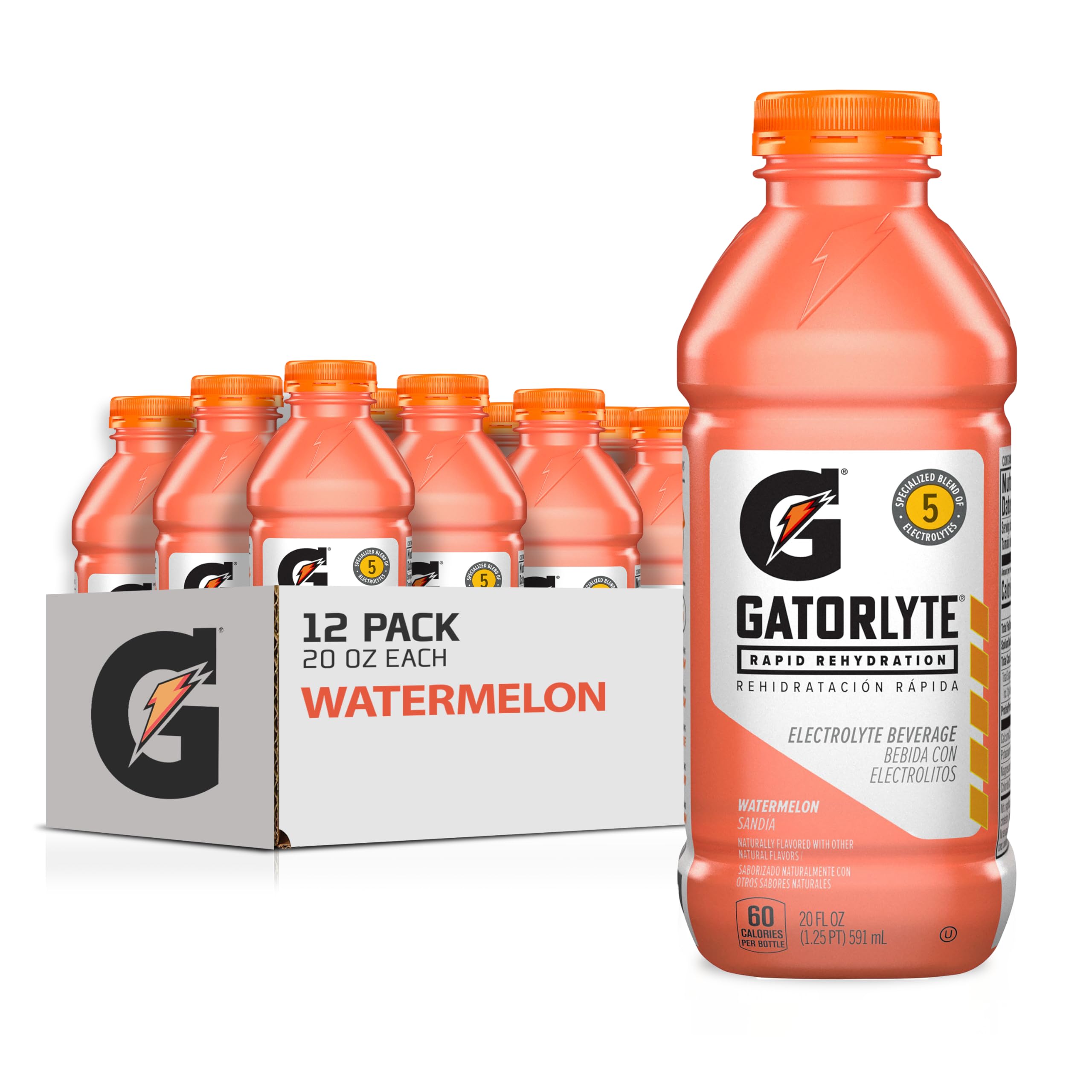 Gatorlyte Watermelon bottle front shows refreshing hydration potential.