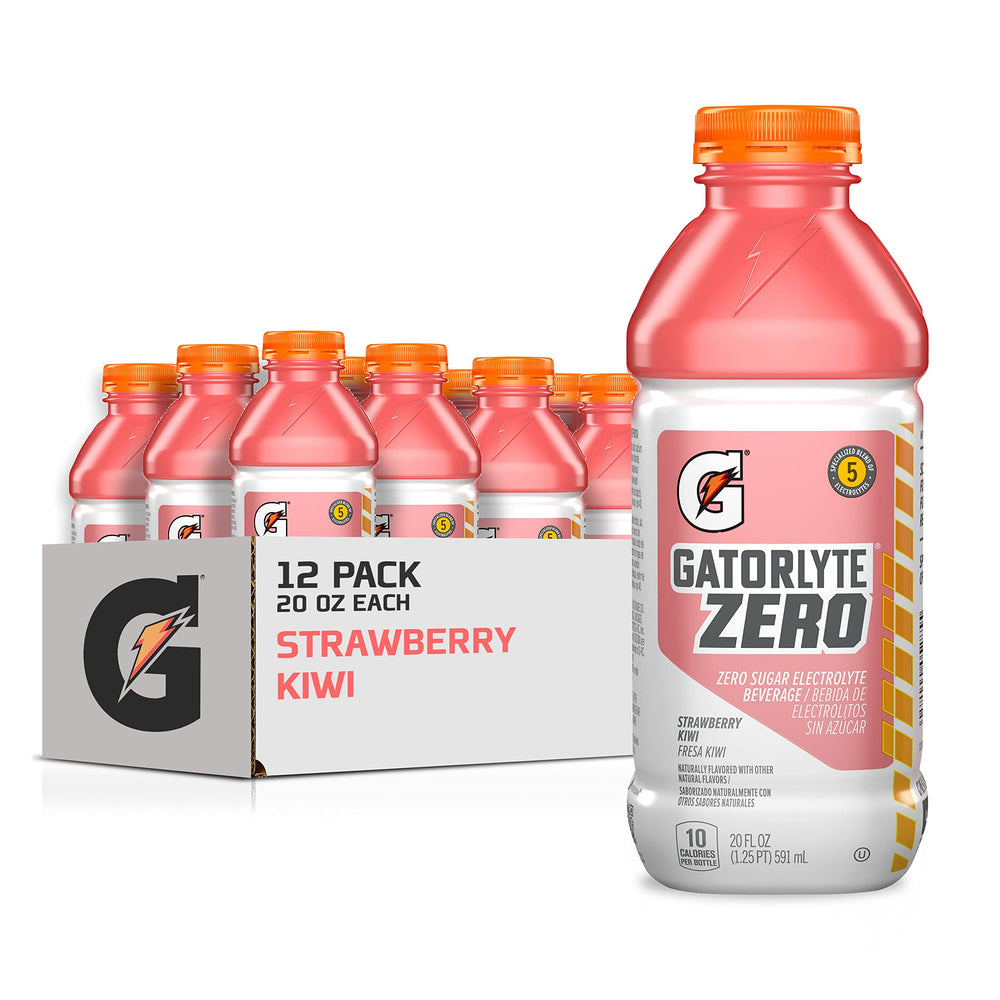 Gatorlyte Zero Strawberry Kiwi 20oz bottle for on-the-go hydration.