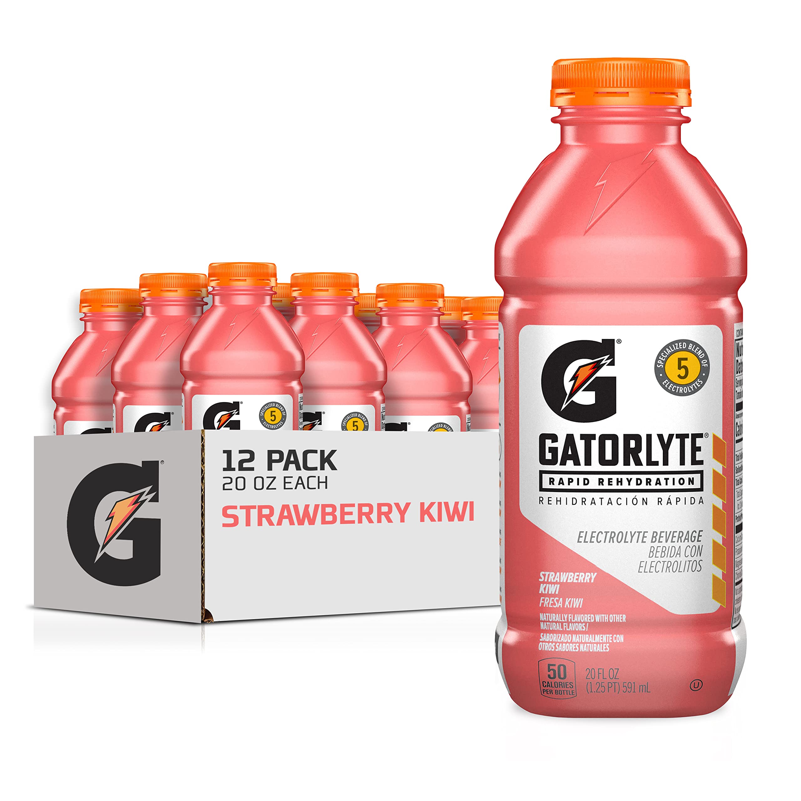 Gatorlyte Zero Sugar strawberry-kiwi bottle ready for quick hydration during workouts