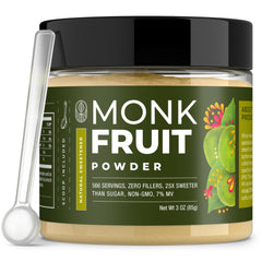 Gaudum Monk Fruit Extract Powder front label highlights zero calories and natural sweetness.