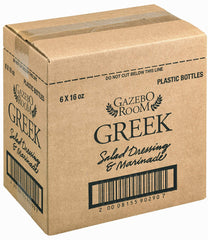 Gazebo Room Greek Dressing on a fresh salad, ready to serve.
