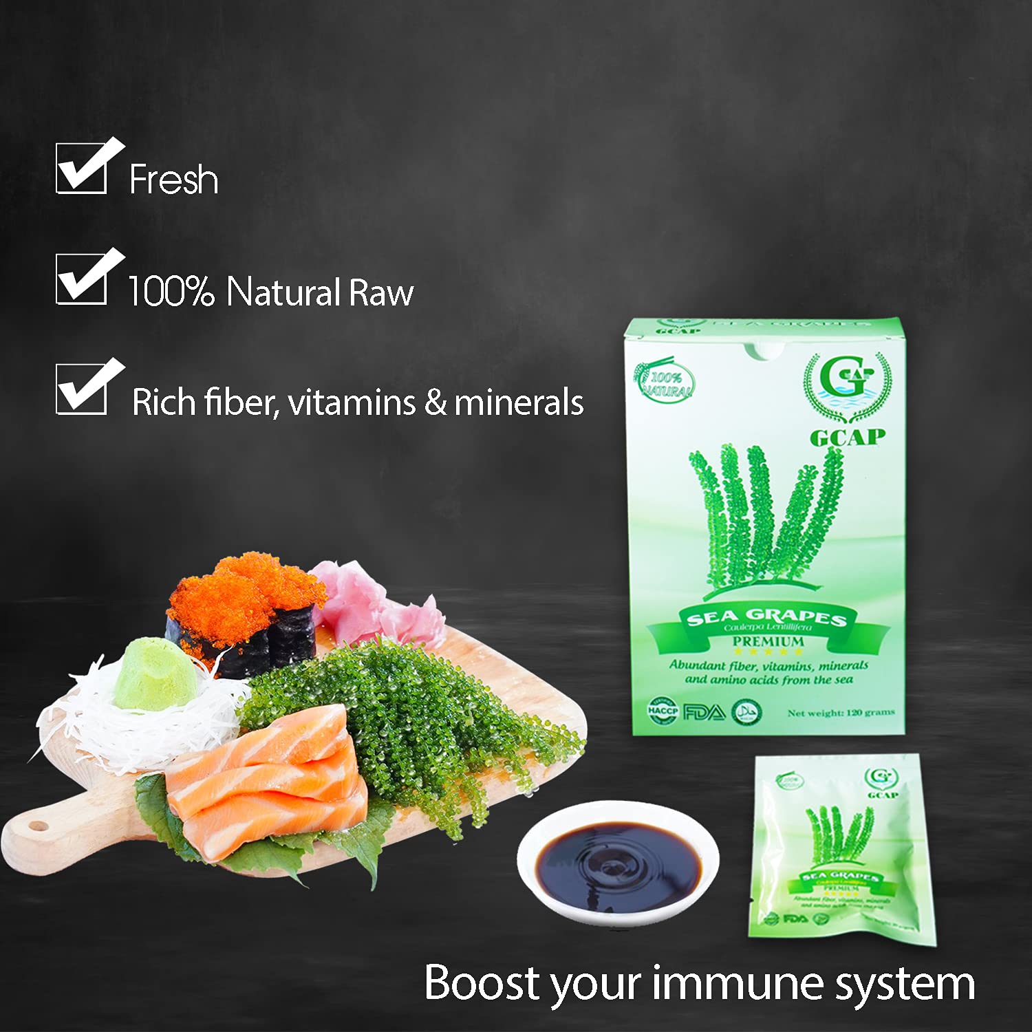 GCAP Sea Grapes sensory-pop aroma close-up, enhances dining with a mild sea scent.