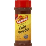 Gebhardt chili powder 3oz jar for flavorful soups and sauces.