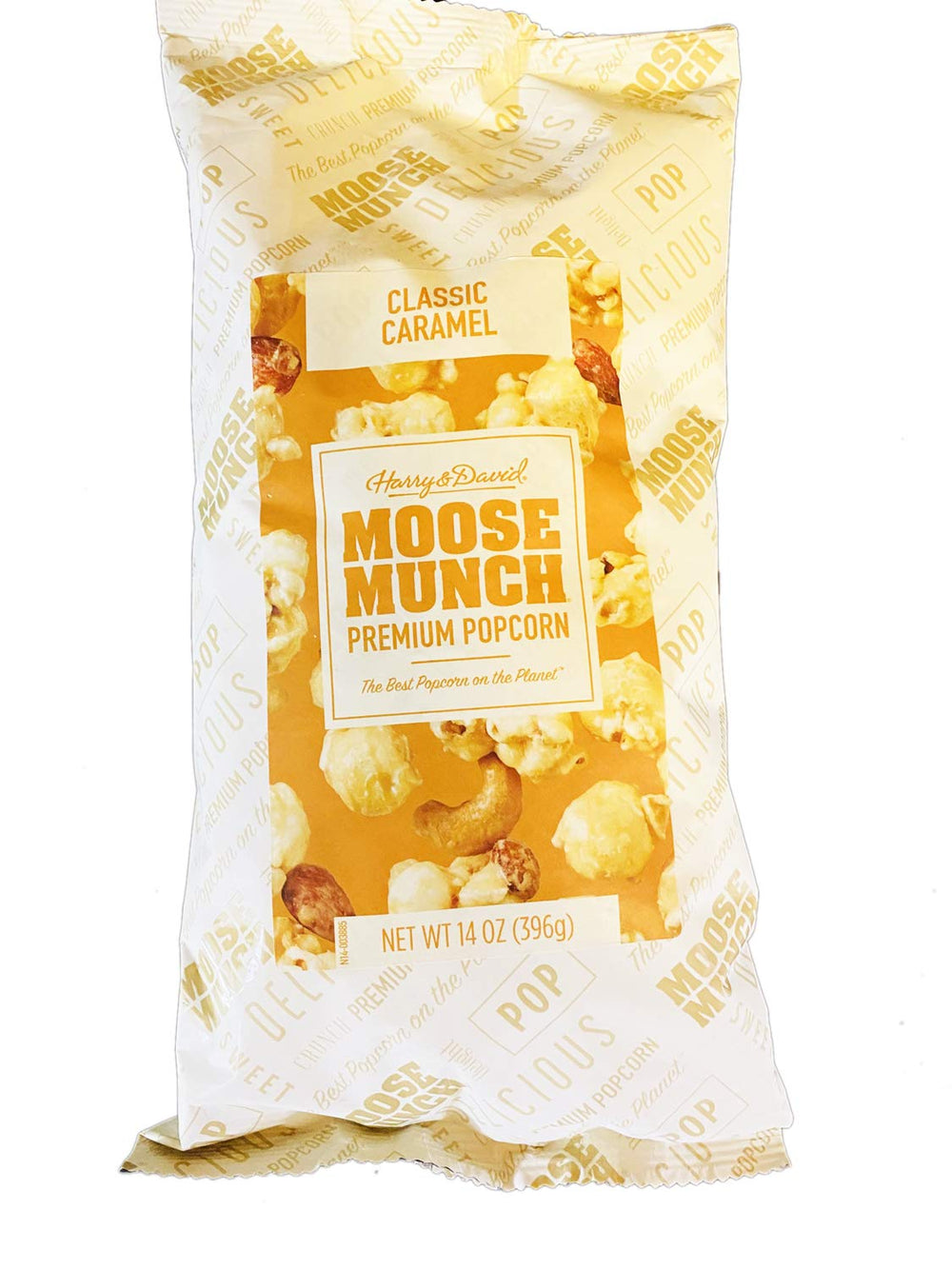 GEEGVV Moose Munch caramel popcorn pack shot, premium packaging ideal for gifting.