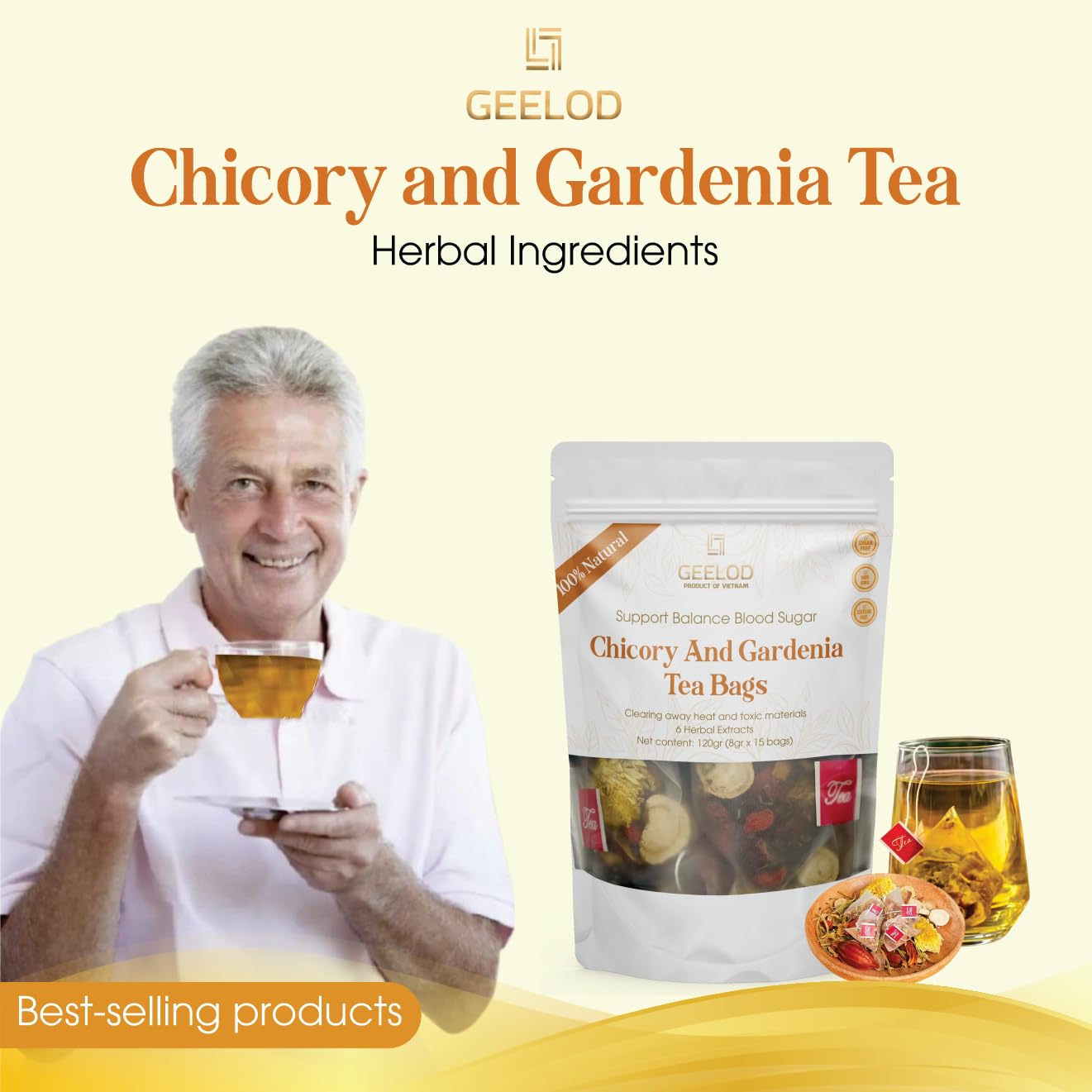 GEELOD packaging with brewing instructions for a perfect cup