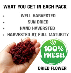 Geenafoods dried hibiscus flowers used as a loose leaf tea ingredient