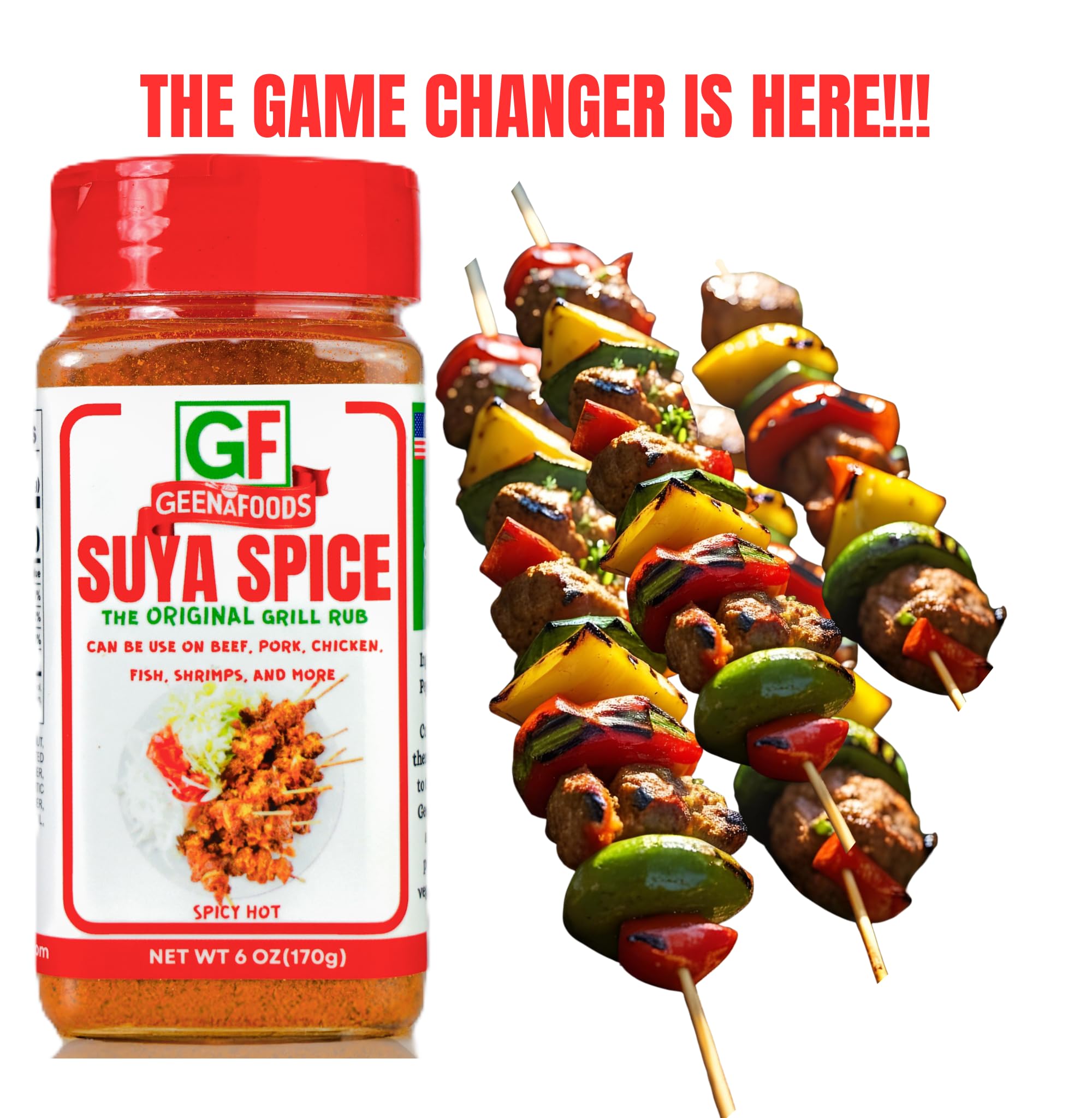 Geenafoods Suya roasted peanuts closeup highlights the primary ingredient
