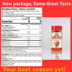Geenafoods Suya seasoning jar closeup reveals roasted peanuts and herbs