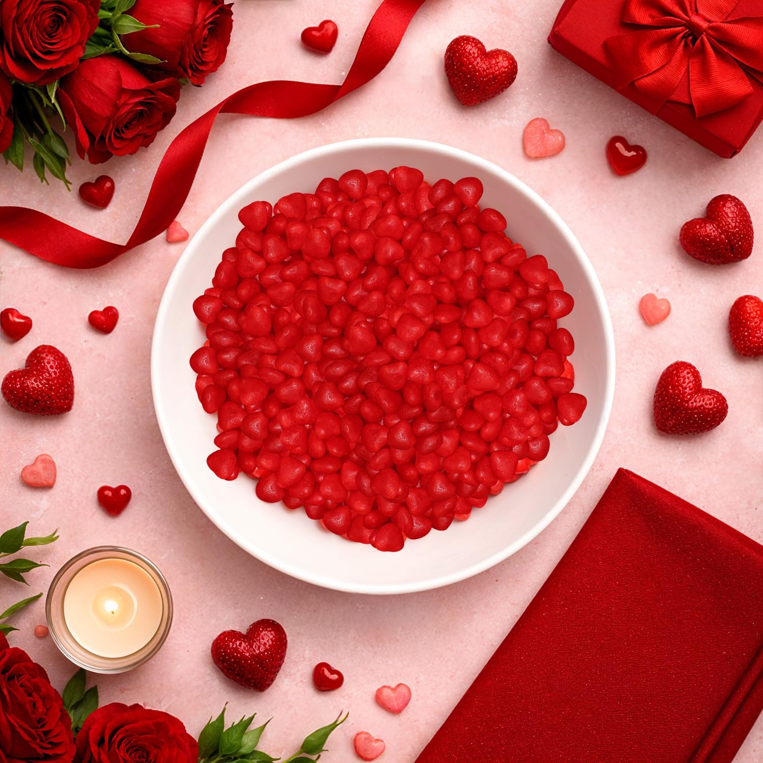 GEEOOLLAH Cinnamon Imperial Hearts on a dessert table with romance.