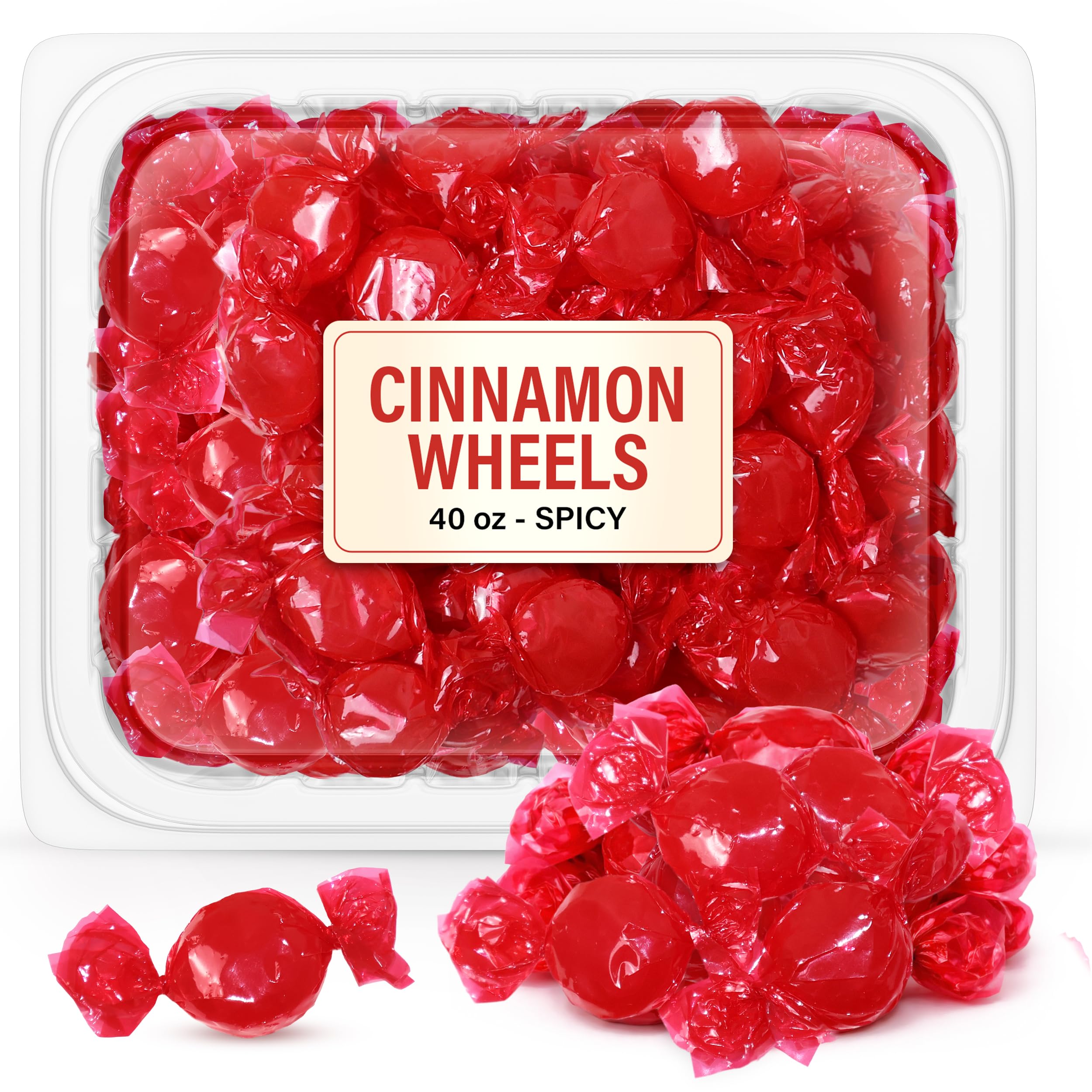 GEEOOLLAH Cinnamon Wheels tub showing bold flavor for sharing at parties.