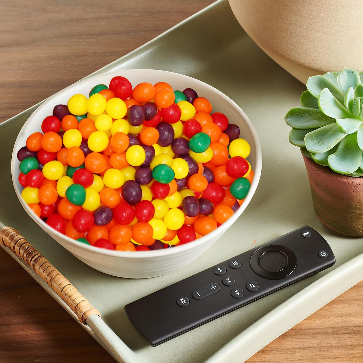 GEEOOLLAH office snack bowl with fruit chewy candies for quick breaks