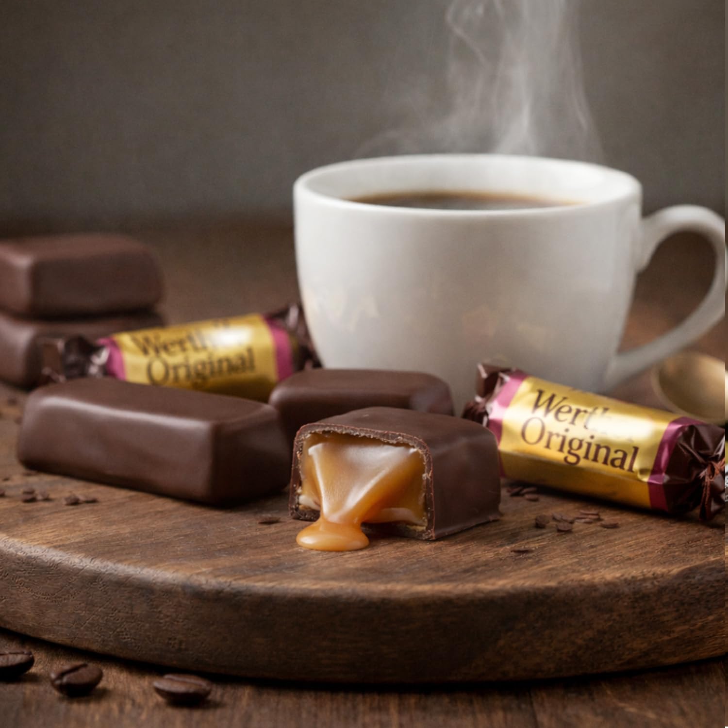 GEEOOLLAH Original caramels on a dessert table display for easy serving.