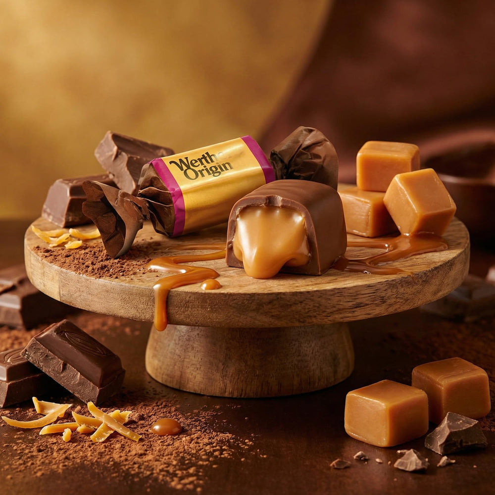 GEEOOLLAH Original chocolate caramels resealable bag maintaining freshness.