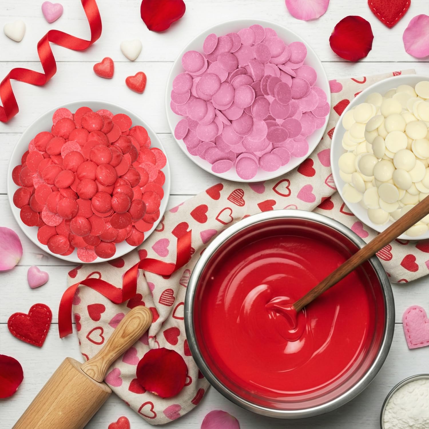 GEEOOLLAH pink Valentine candy melts 1lb bag for soft decorative drizzle.