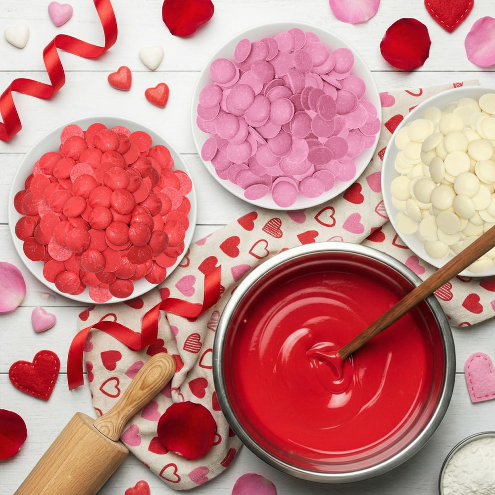 GEEOOLLAH pink Valentine candy melts 1lb bag for soft decorative drizzle.