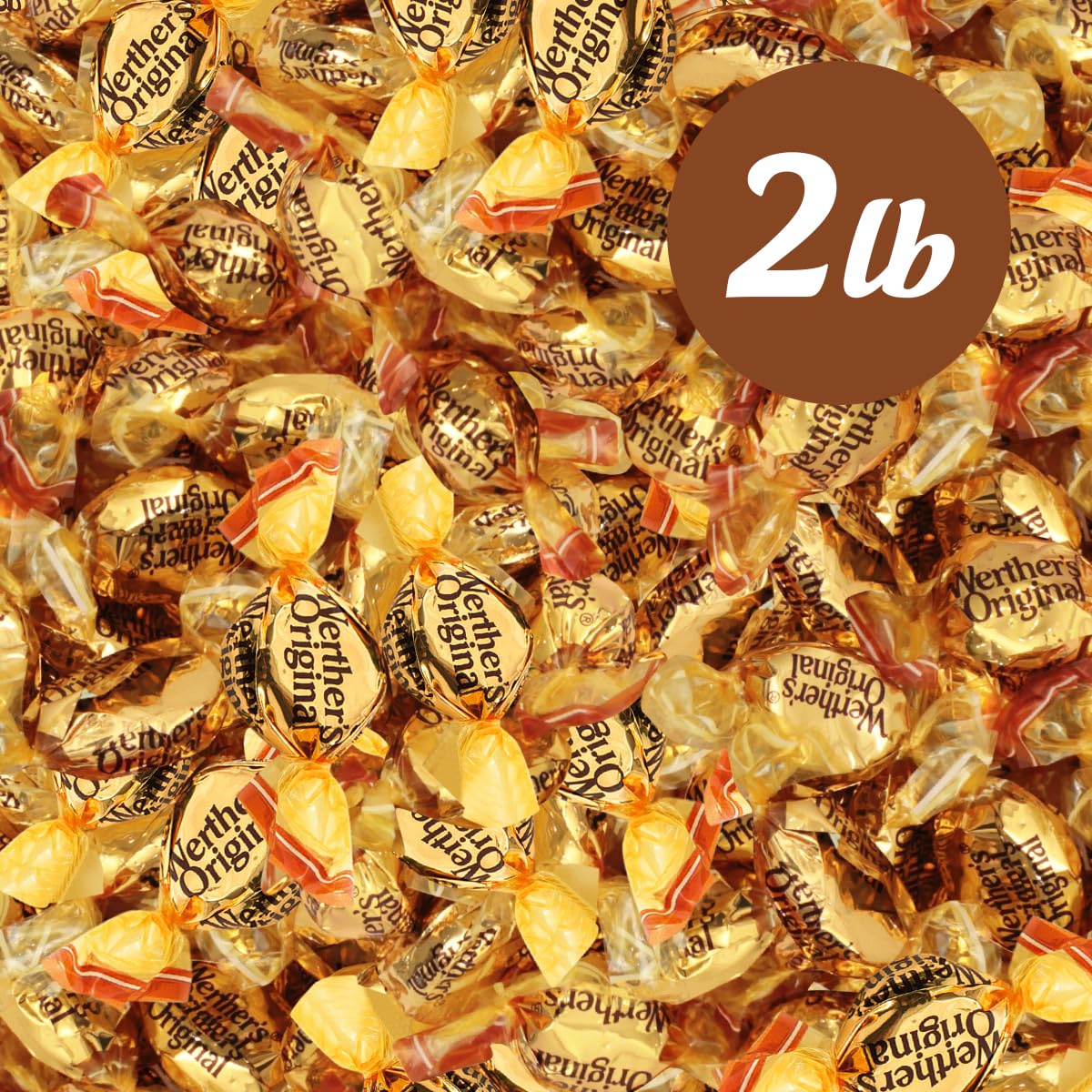 Werthers Original chewy caramels with soft texture, great for on-the-go snacking.