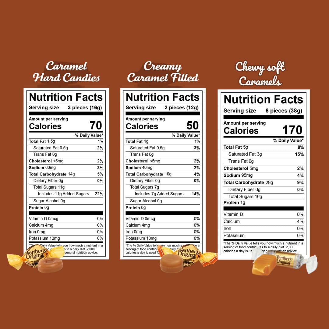 Werthers Original creamy-filled candies with glossy centers, perfect as a gift.