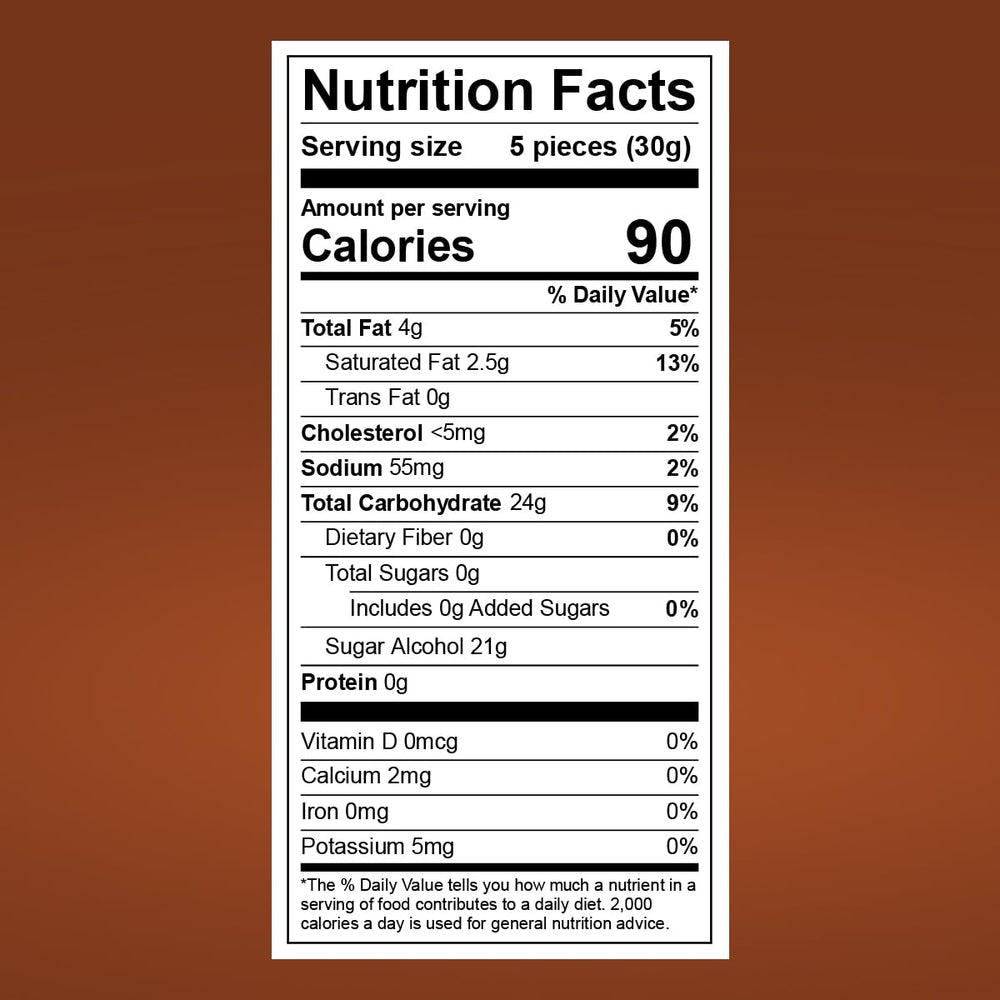 Close-up of Werther’s sugar free caramel wrapper highlighting compact, convenient packaging.