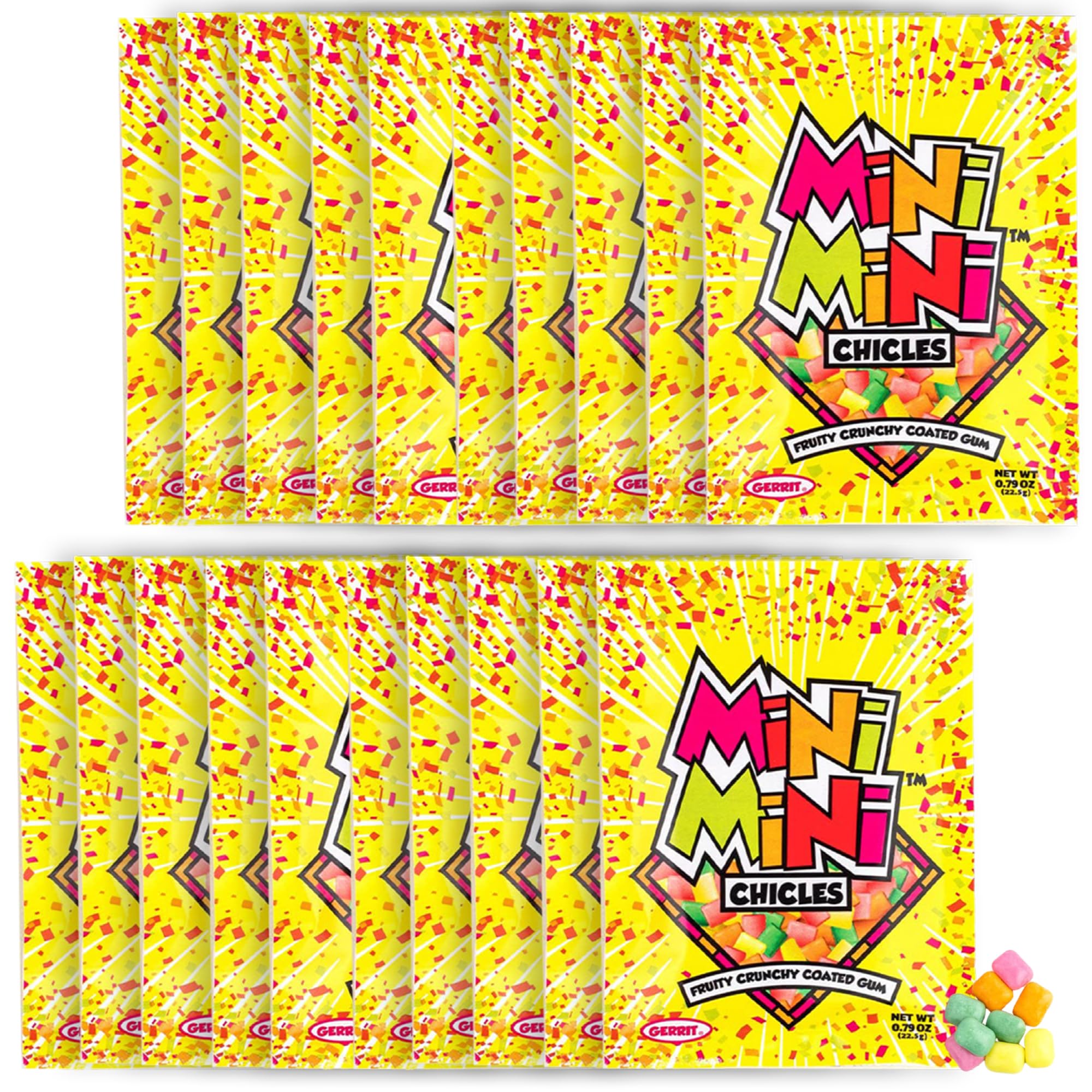 GeRRiT Gerrit's Mini-Mini Fruit Chicles packets, portable and colorful for on-the-go snacking