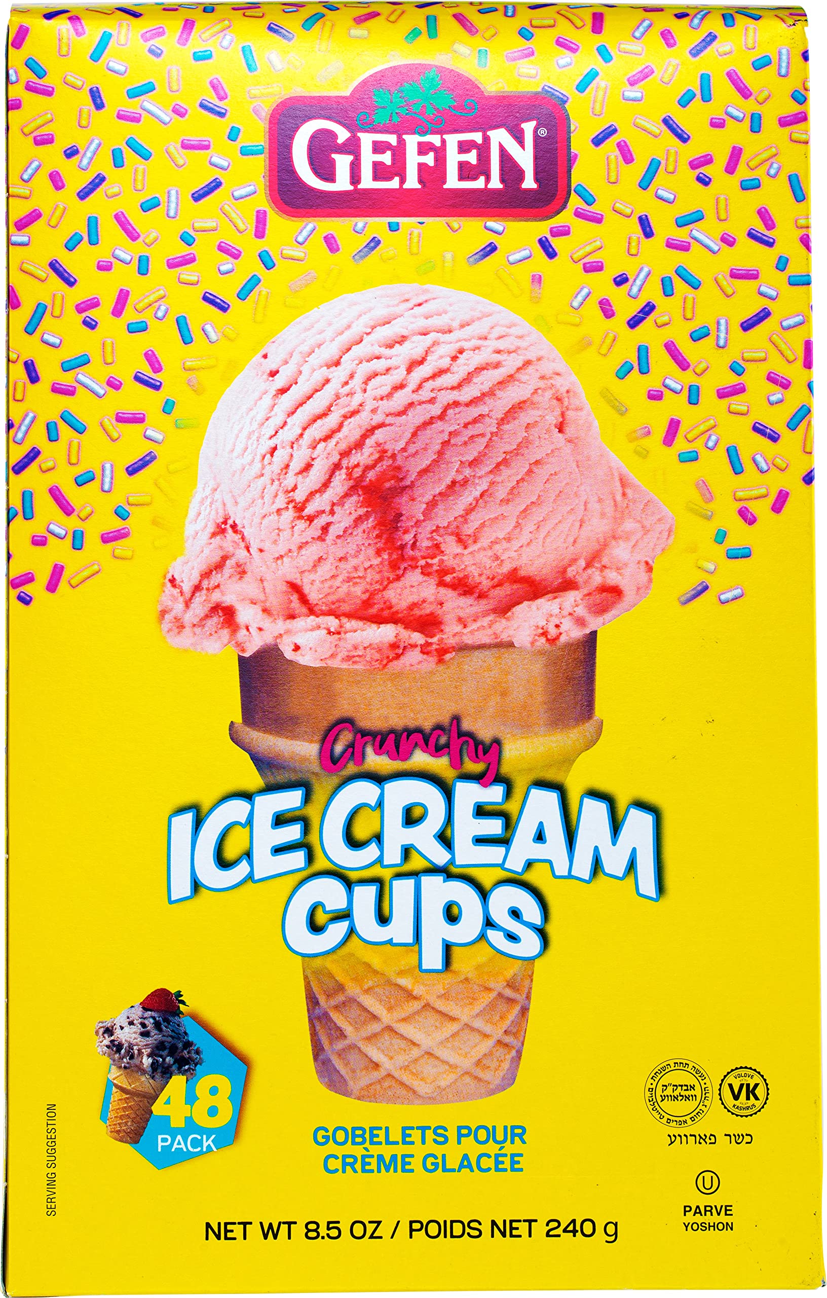 Gefen ice cream cone cups with a crispy crunch for dessert stations.