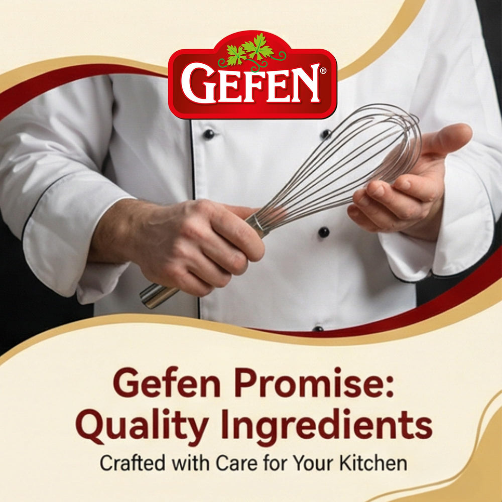 Gefen baking powder box with cookies and cake illustration.