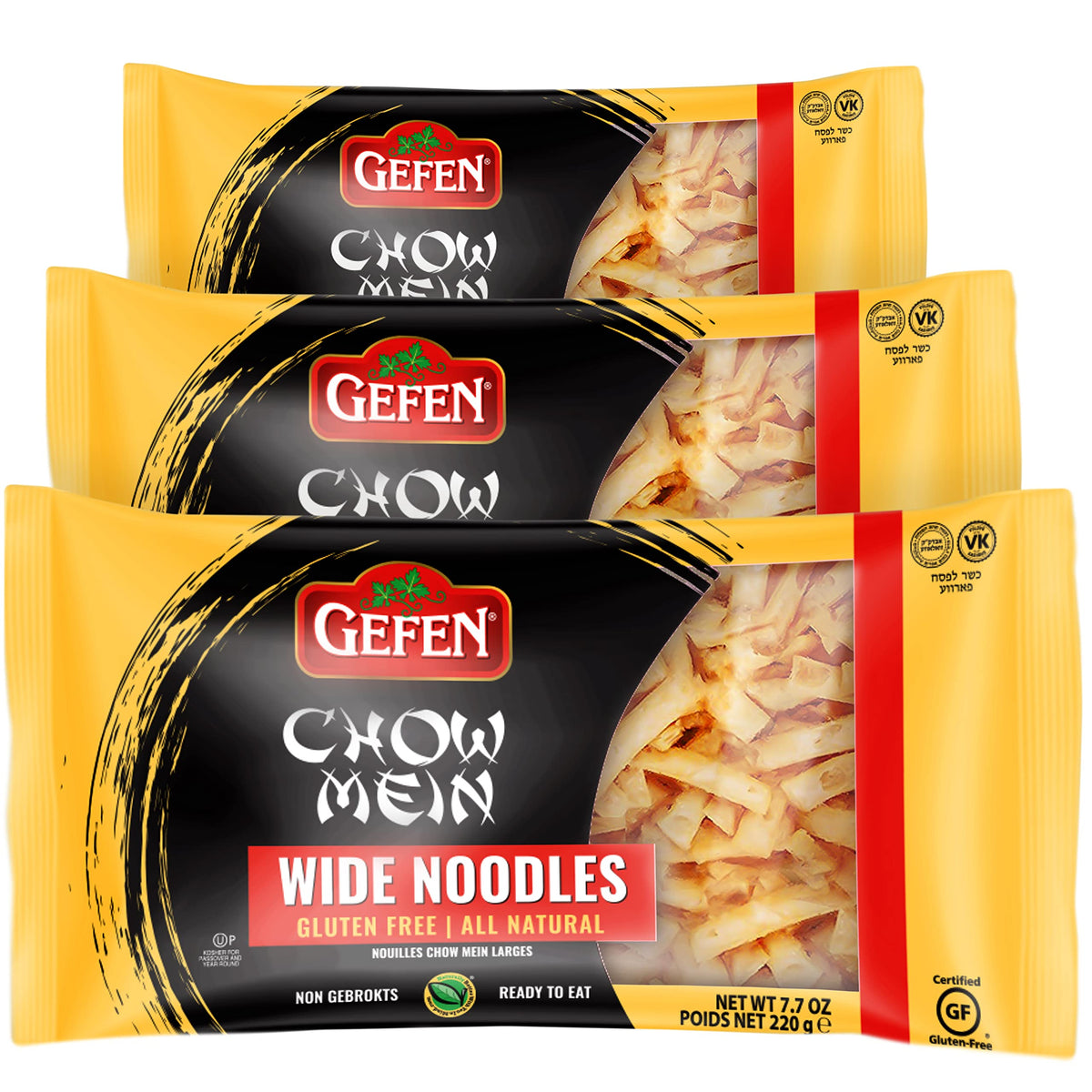 Gefen gluten free wide chow mein noodles 8oz package, ready to eat