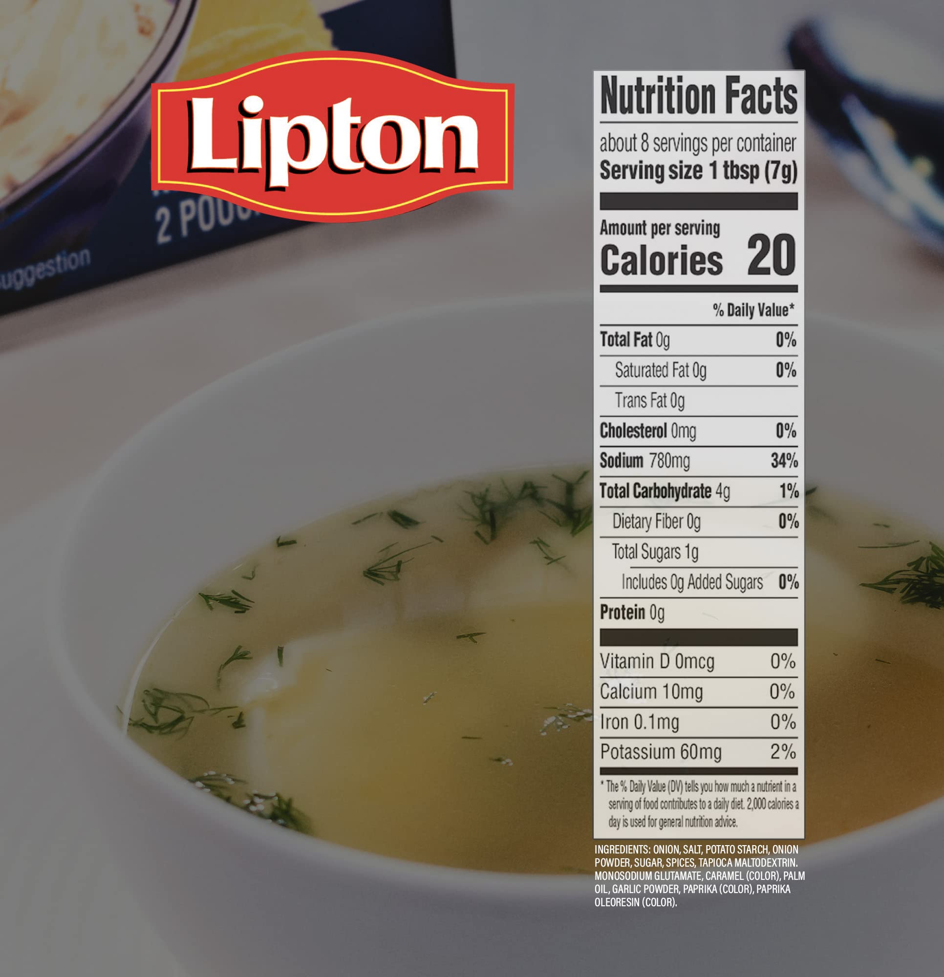Gefen Lipton mix close-up highlights powder texture ready to flavor soups, dips, and gravies.