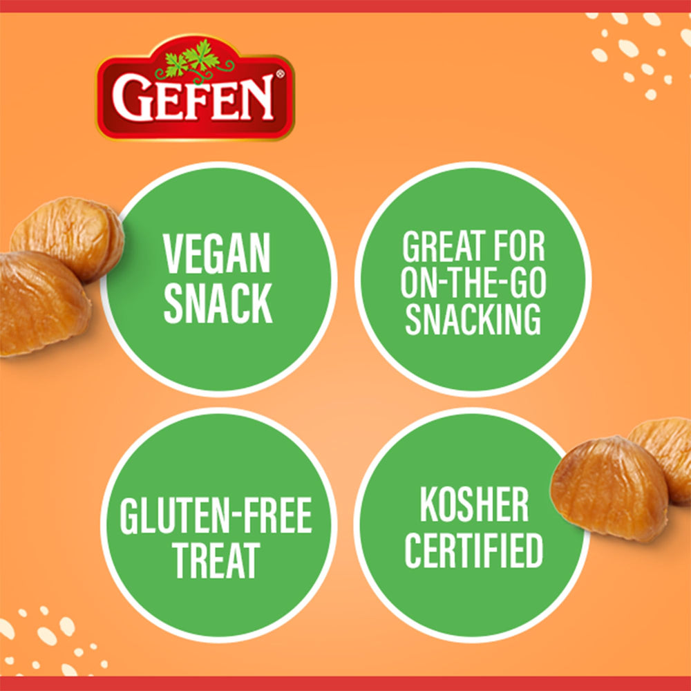 Gefen kosher label on chestnut packaging certifies quality