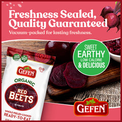 Vacuum-packed Gefen beets keep freshness without refrigeration, ideal for travel.