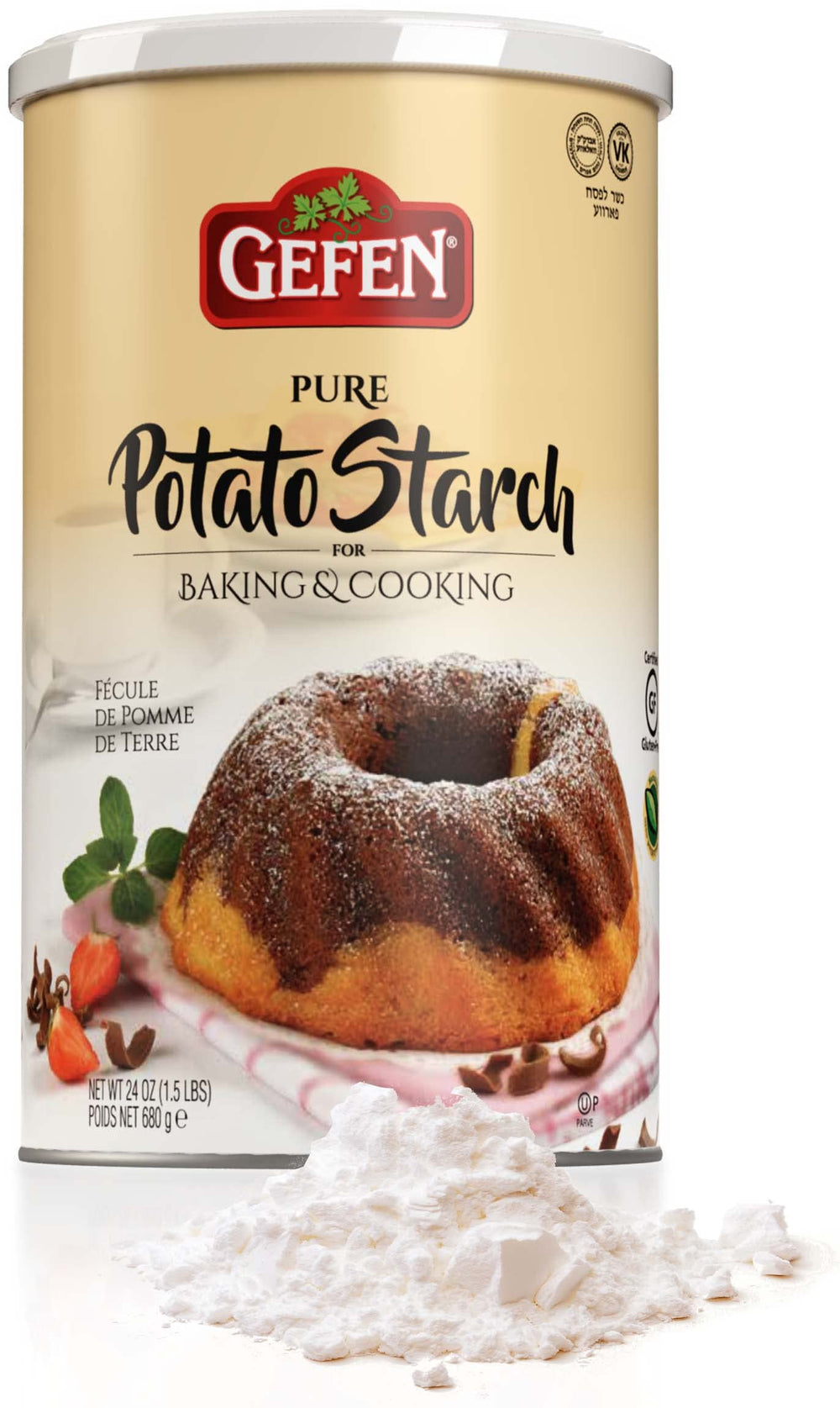 Gefen Pure Potato Starch bag closeup showing gluten-free baking staple