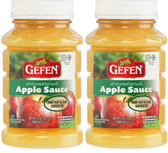 Gefen unsweetened apple sauce jar, 23oz family size, natural fruit snack with no added sugar.