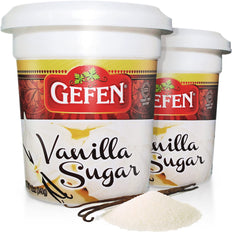 Gefen Vanilla Sugar bottle enhances desserts with rich vanilla aroma.
