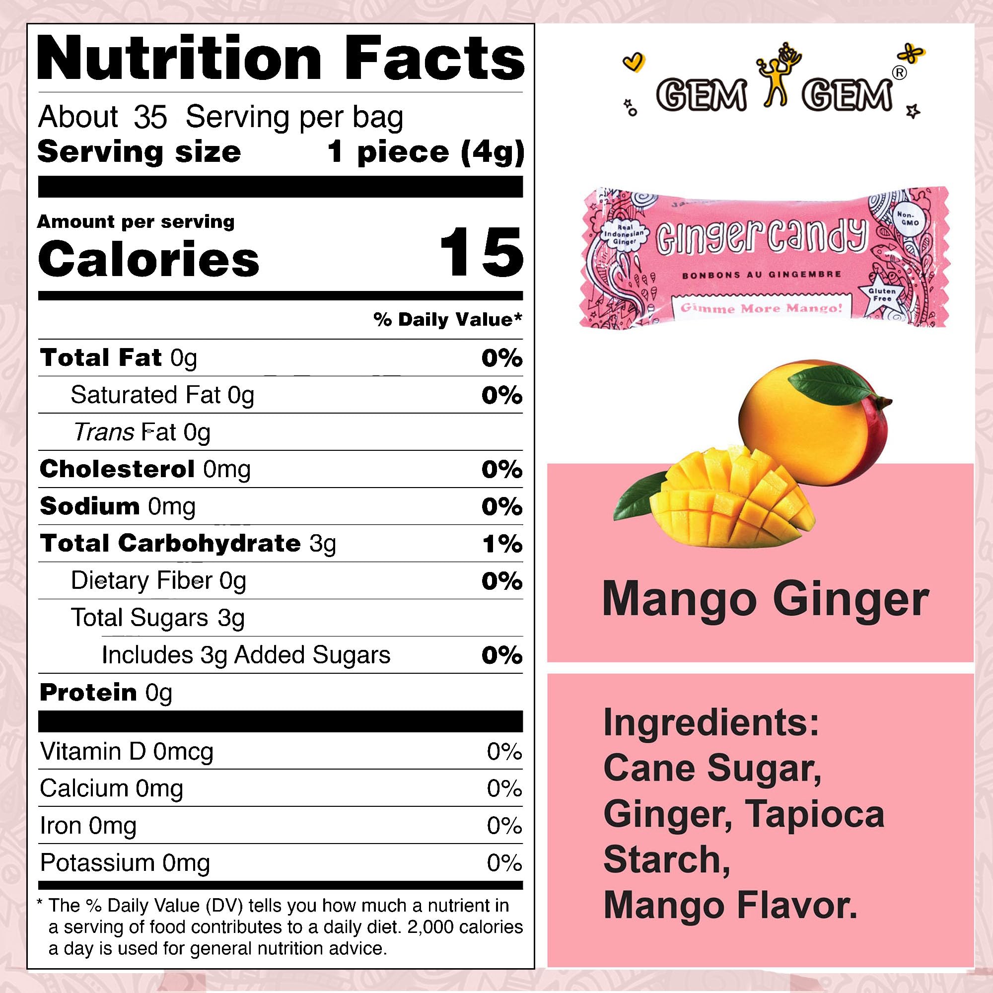 Gem Gem ginger candy chewy close-up highlights chewy texture for easy munching