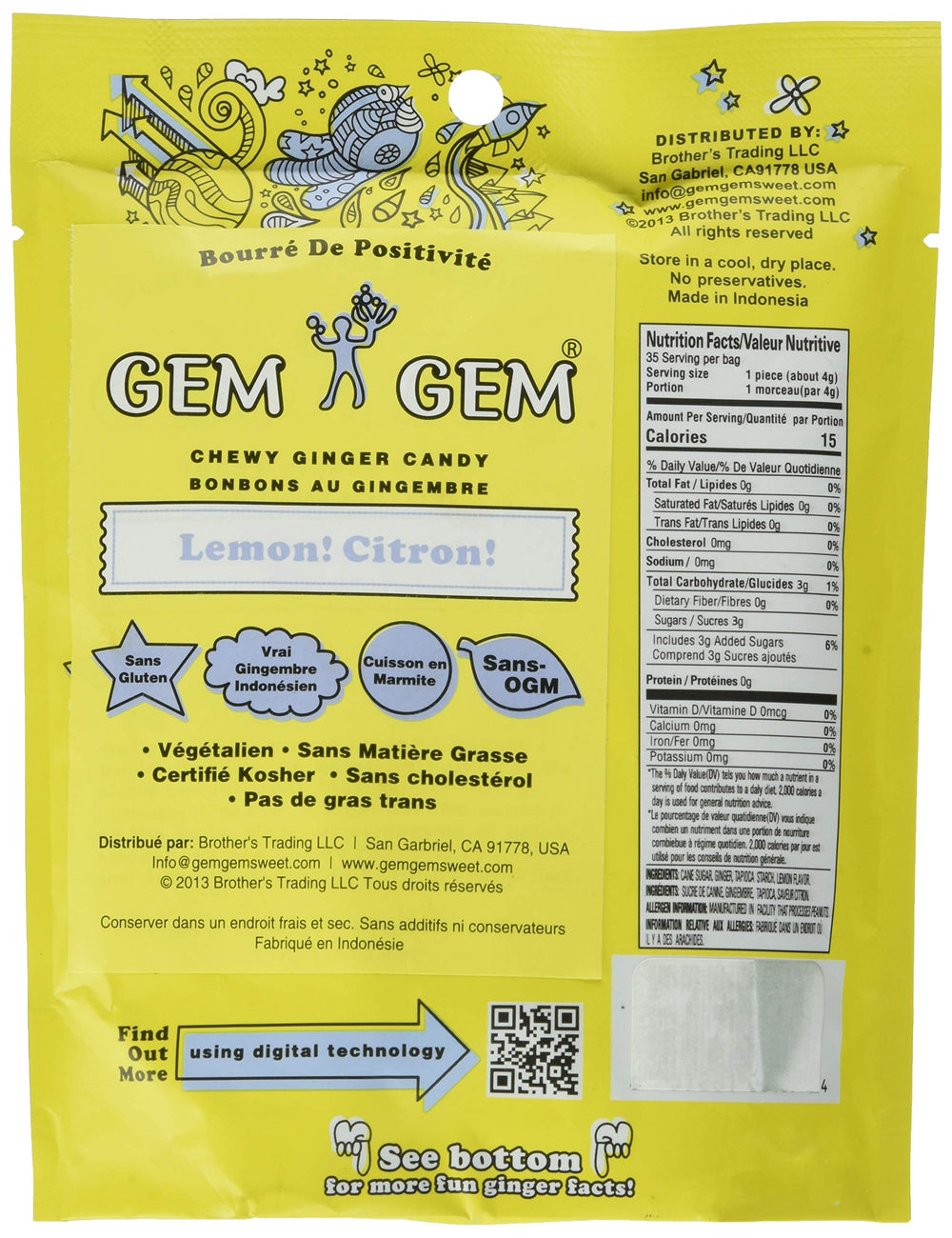 Gem Gem Ginger Candy closeup ginger slices with fresh, zesty flavor.