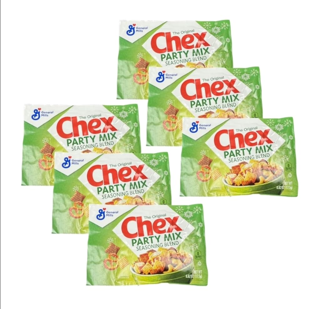 General Mills Chex Party Mix Original Seasoning packets packaging; ideal for quick party snacks.