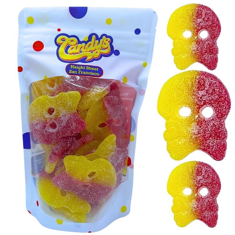 Generic BUBS Sour Fizzy Swedish Skulls bag front view, vegan-friendly candy